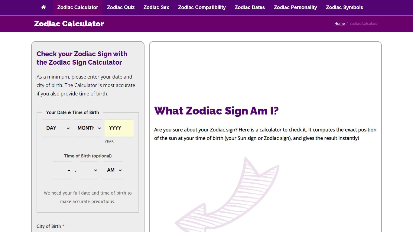Zodiac Calculator | Instantly check your Zodiac Sign